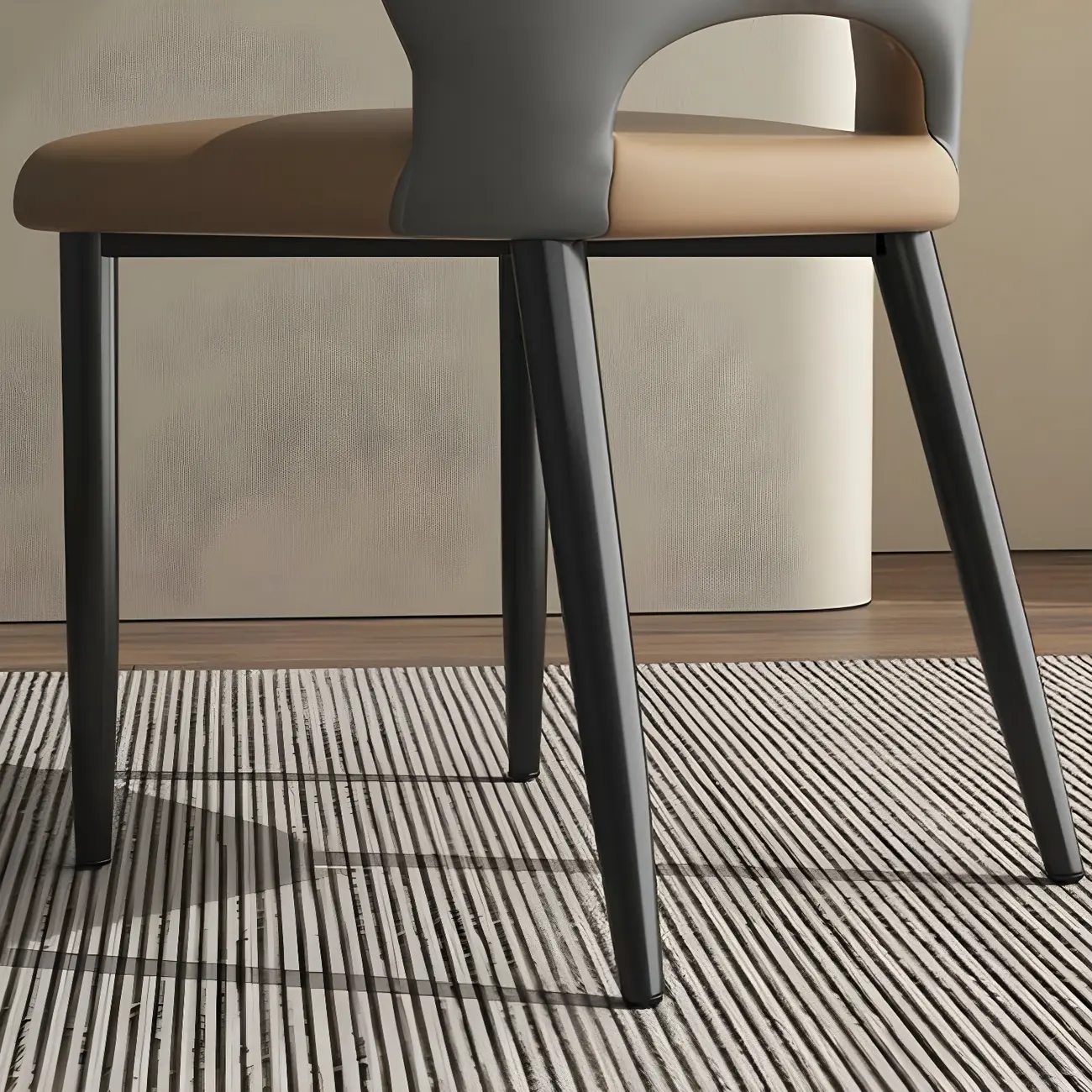 Curved Back Faux Leather Brown Side Dining Chair