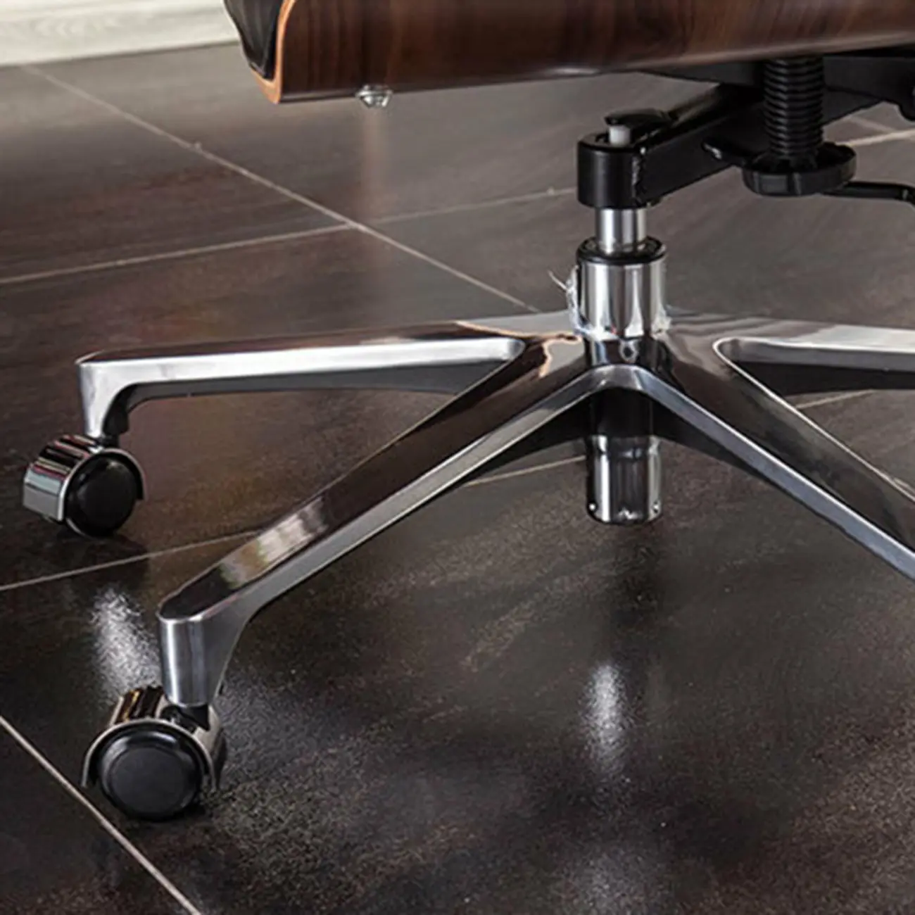 Mid-Century Modern Ergonomic Office Chair Genuine Leather