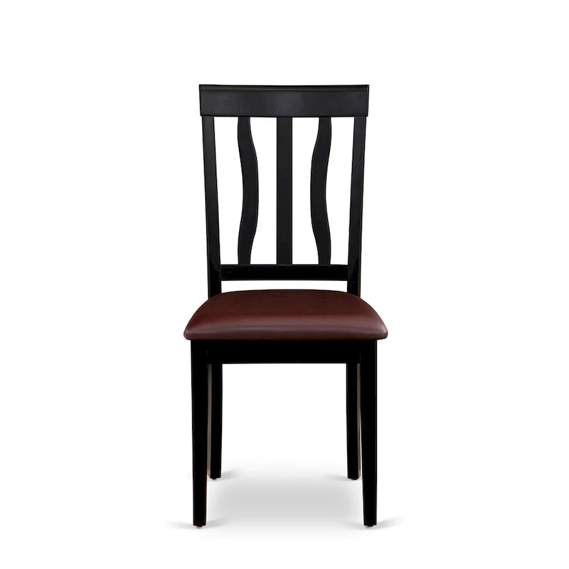 East West Furniture 9 Piece Kitchen Table Set- a Dining Table and 8 Dining Room Chairs, Black & Cherry (Seat Options)