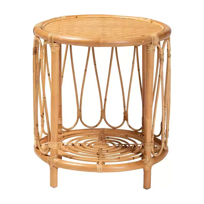 bali & pari Berilo Rattan End Table Light Honey