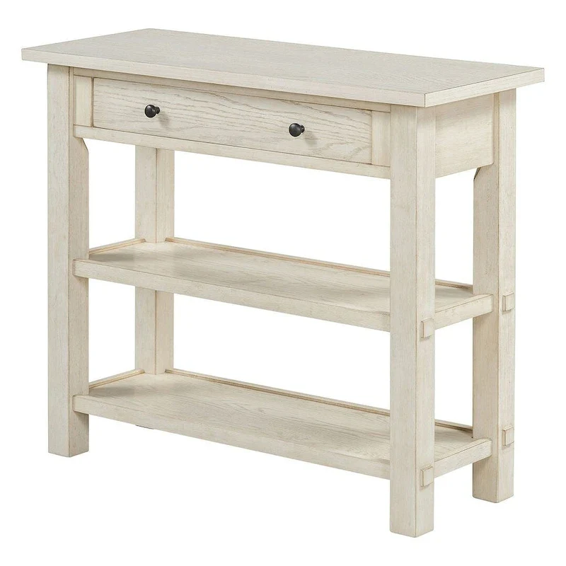 36 Farmhouse Solid Wood Console Table with Drawers and 2 Shelves