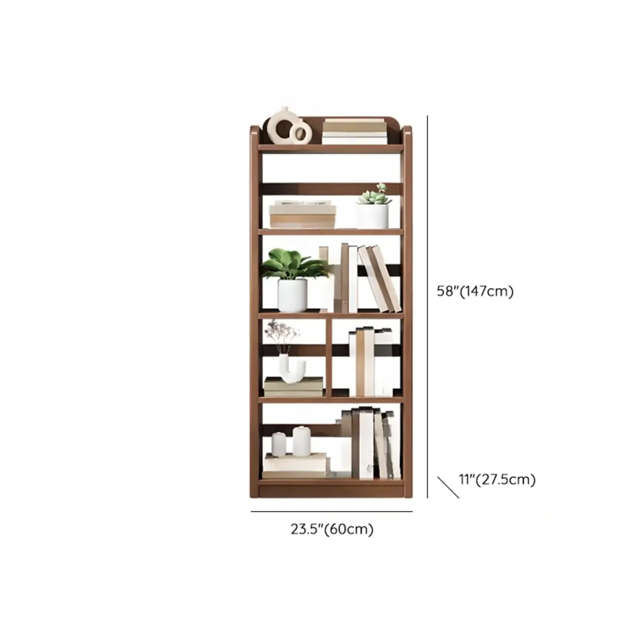 Rectangle Multi-Shelf Open Back Brown Wood Bookcase