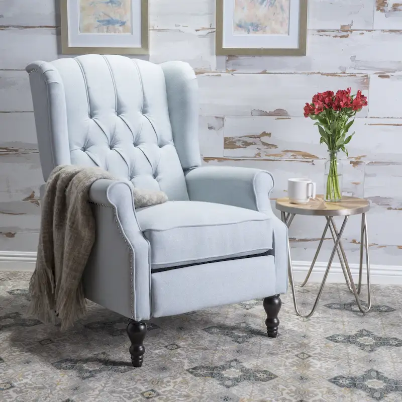 Tufted Fabric Wingback Recliner Club Chair