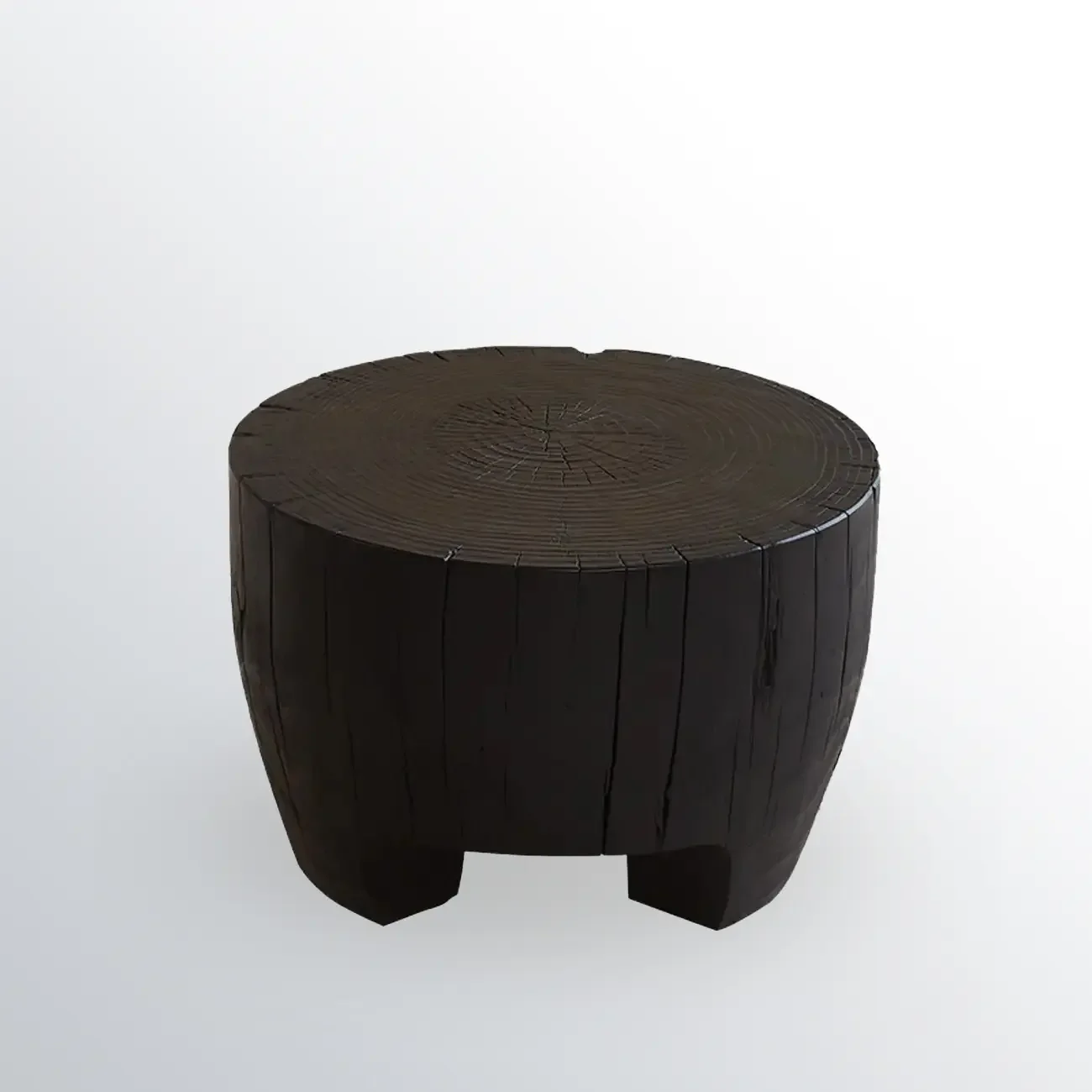 Rustic Solid Wooden Round Coffee Table with Natural Finish