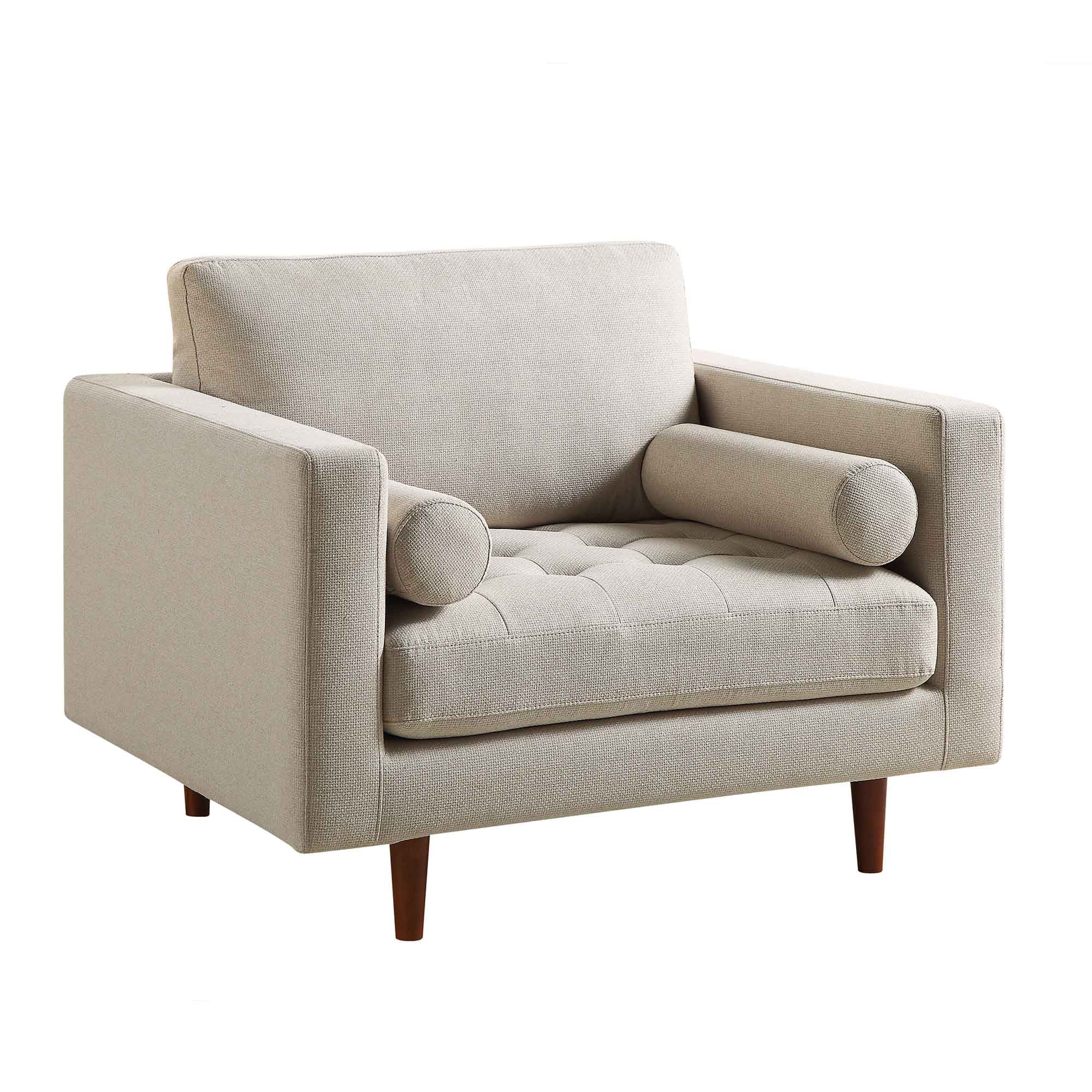 Armchair, Beige Woven Fabric