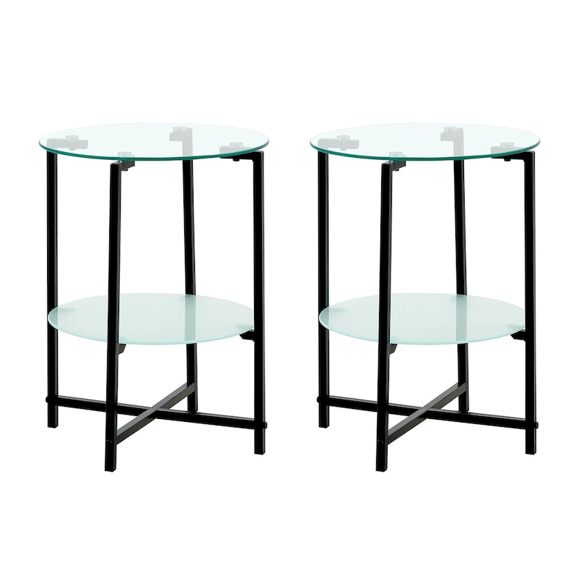 2-Piece Set (Clear) Tempered Glass End Table