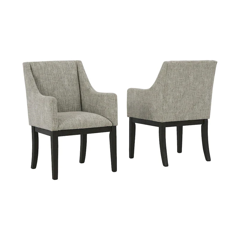 Burkhaus Dark Brown Dining Upholstered Arm Chair, Set of 2 - 21 W x 24 D x 36 H