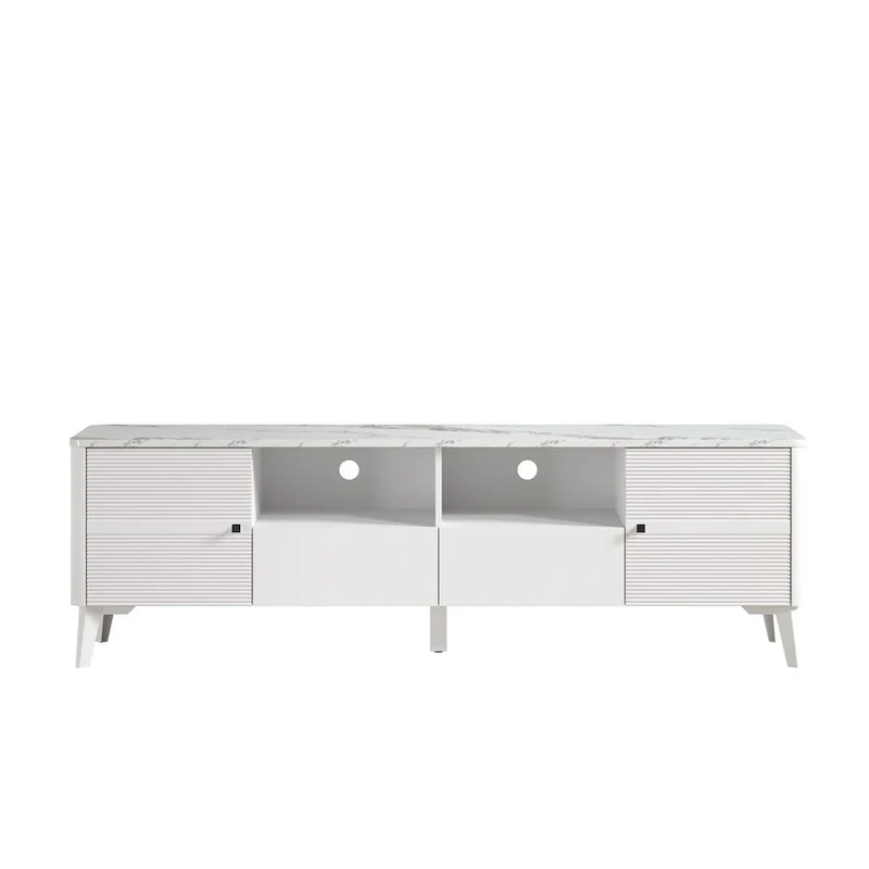 Stylish 70-Inch TV Stand with Marble-Printed Top - 70 in Width