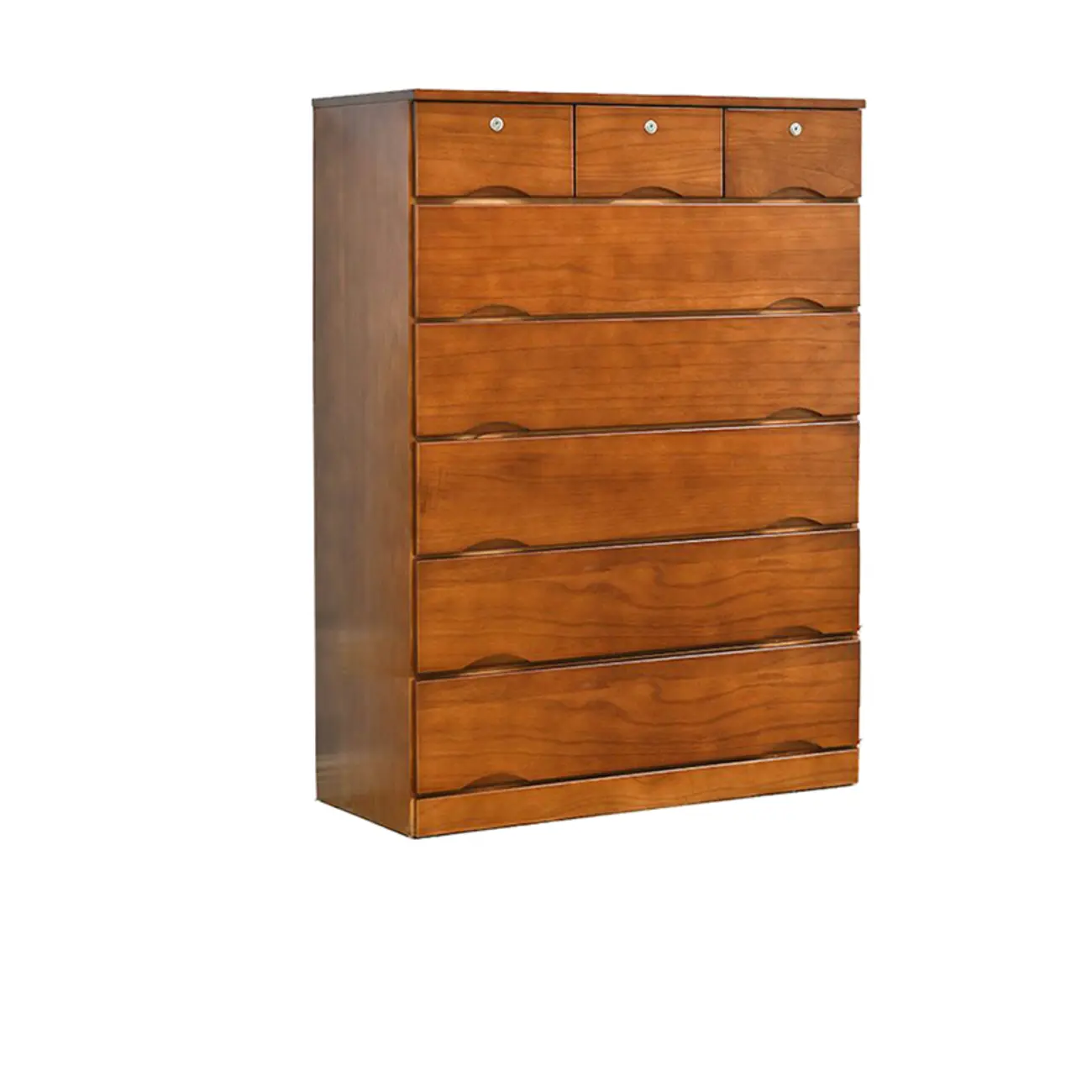 Natural Wood Double Dresser with Lockable Drawer