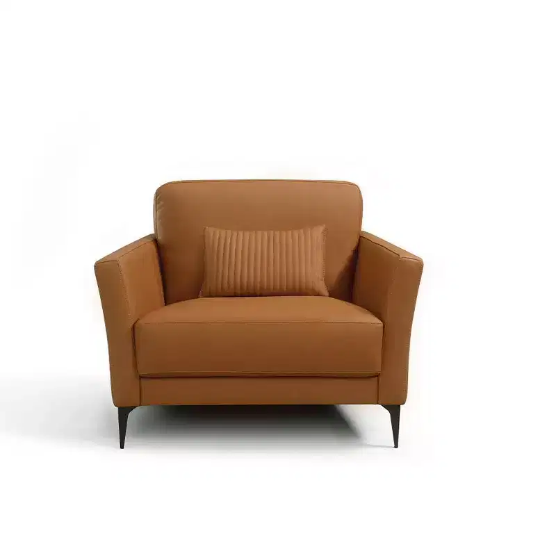 40" Tussio Accent Chair Saddle Tan Leather - Acme Furniture: Italian-Made, Bolster Cushions, Metal Legs, No Assembly Required