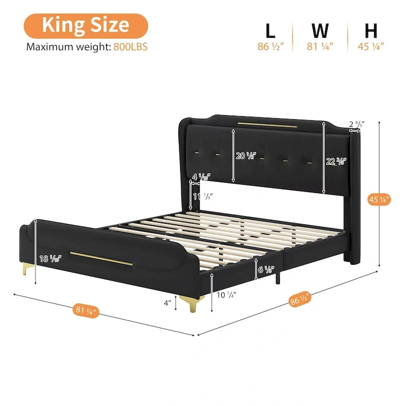 Modern Soft-Upholstered PU Leather Bed