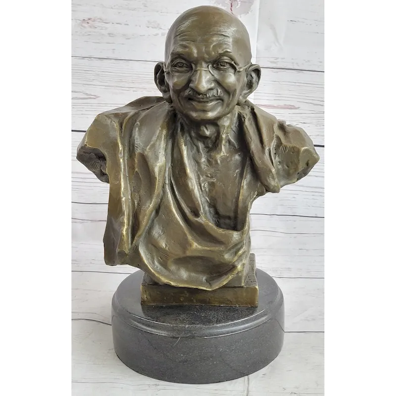 Mahatma Gandhi Indian India Bronze Bust Statue Sculpture Art 10 Inches X 7 Inches