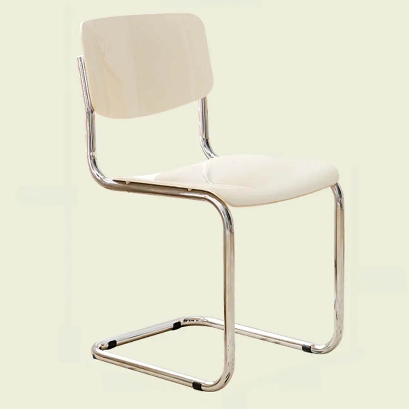 Simple Metal Armless Dining Chair in Yellow Solid Back