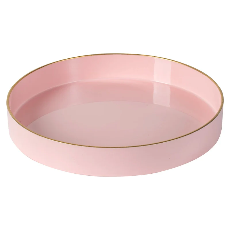 A&B Home Blush Pink and Gold Round Decorative Tray