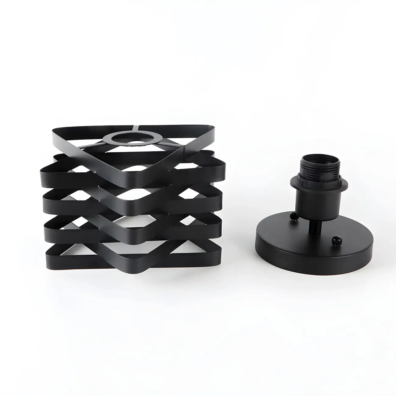 Industrial Geometric Black Iron Hallway Semi Flush Ceiling Light