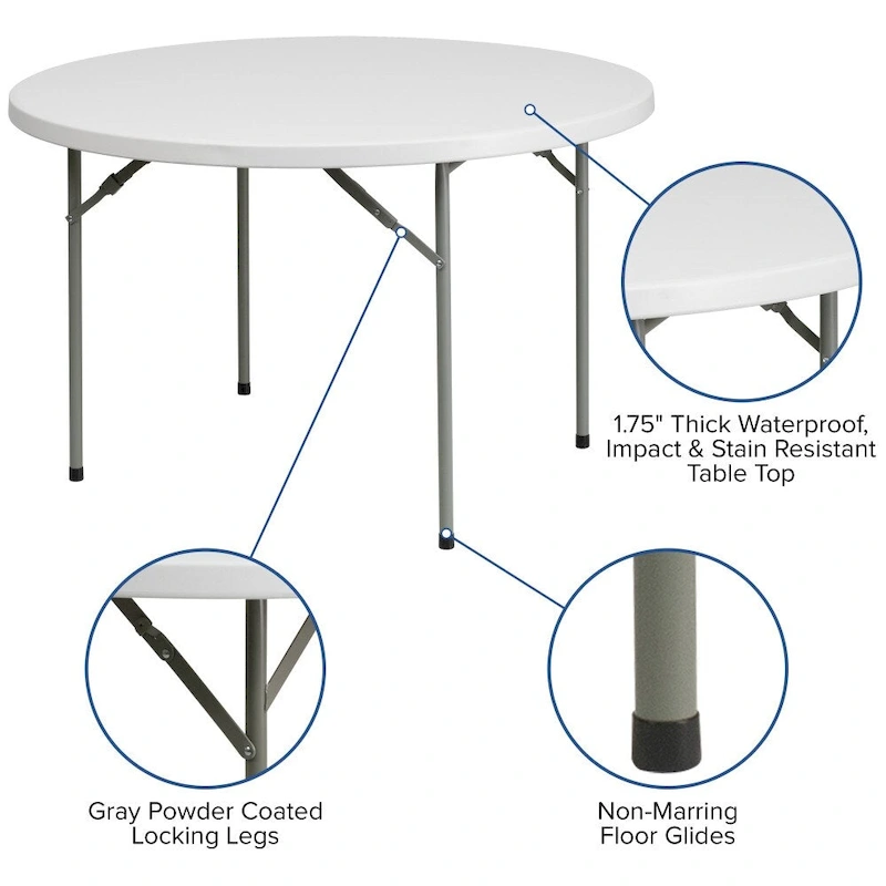 48 Round Granite White Plastic Event and Party Folding Table