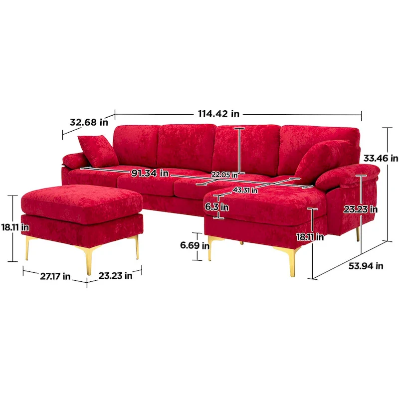 Kata 115  Sectional Sofa with Ottman