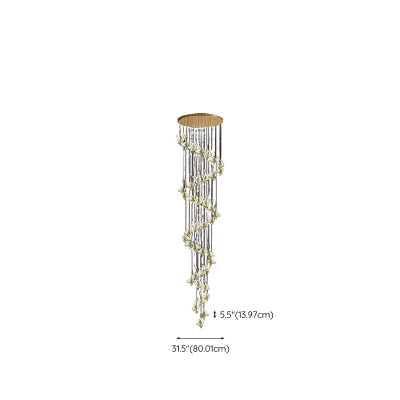 Modern Crystal Linear Butterfly Chandelier Light with Remote