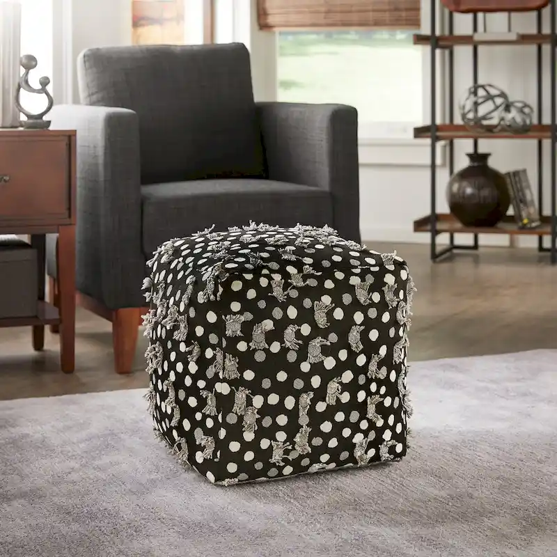 Upholstered Square Pouf Ottoman