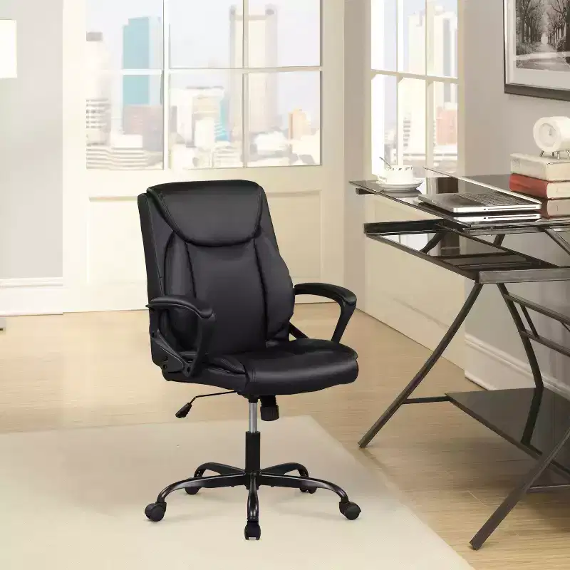 FDW Executive Office Chair with Premium PU Leather Upholstery Adjustable Height and Lumbar Support Swivel