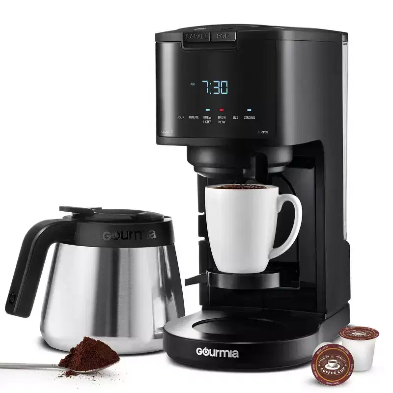 Gourmia 12 Cup Drip Coffee Maker with Thermal Carafe Black: Electric, Stainless Steel, Basket Filter, 96 oz Capacity
