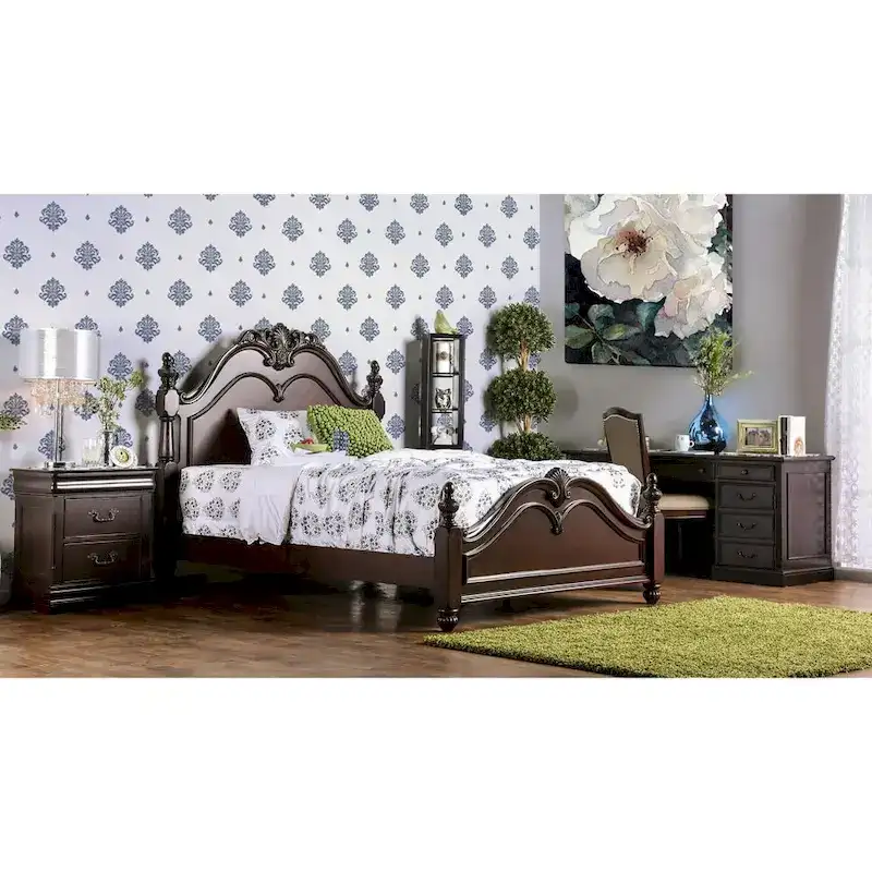 Furniture of America Diva Cherry Solid Wood Four Poster Bed