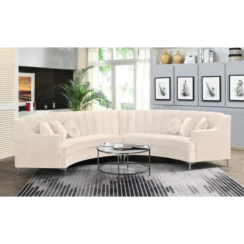 142 Velvet Fabric Curve Sectional Sofa - 142