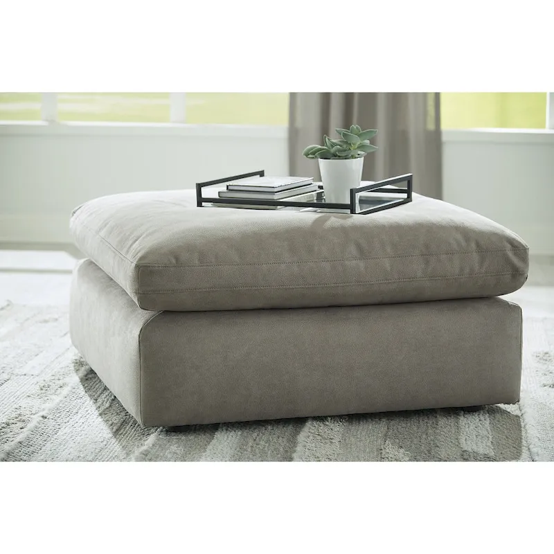 Beige / Ivory / White / Grey Faux Nubuck Leather Oversized Accent Ottoman, 1-Person