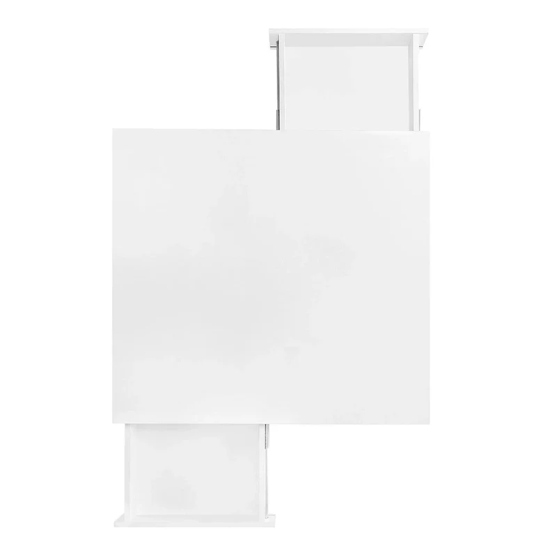 High Gloss Coffee Table: 4 Golden Legs, 2 Drawers, 2-Tier Square Design