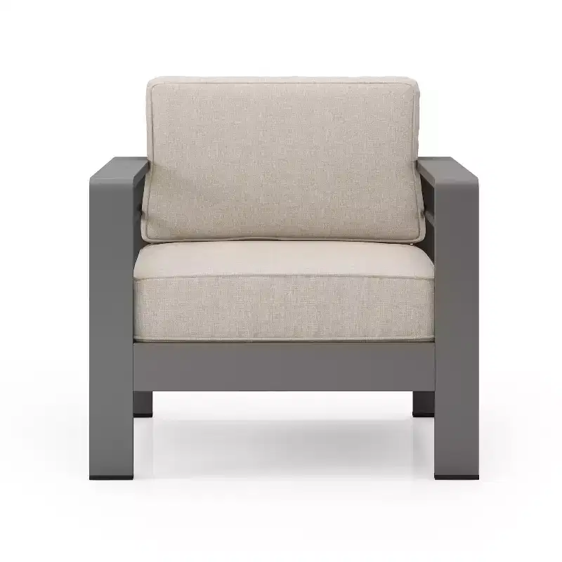 Christopher Knight Home Rahul Modern Patio Aluminum Olefin Upholstered Club Chair with Cushion