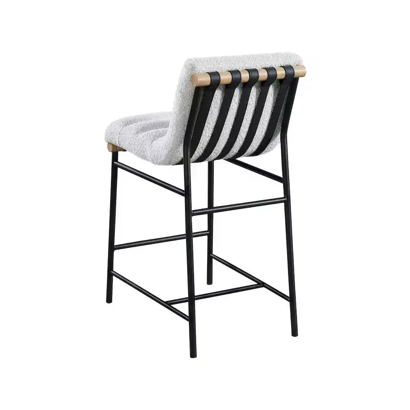 Meridian Furniture,Burke Cream Boucle Fabric Counter Stool