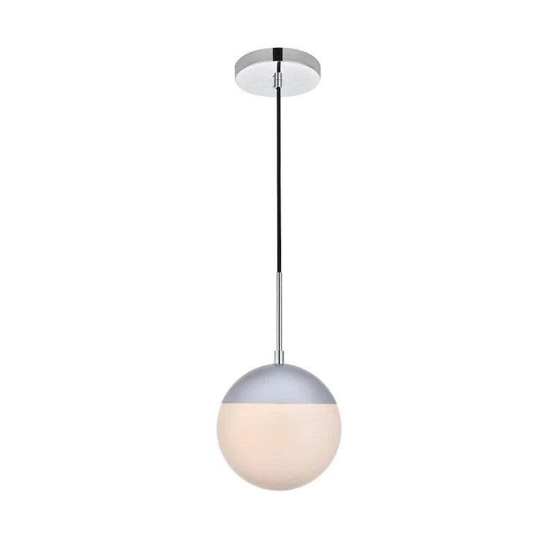 Frosted White Glass 1-Light 8-inch Pendant