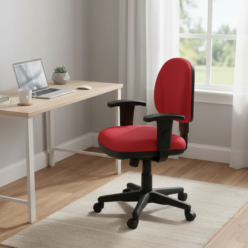 Snow / Black / Blue / Buff / Sage / Stratus / Java / Lipstick Fabric Ergonomic Office Chair with Lumbar Support & Adjustable Arms – 1-Person