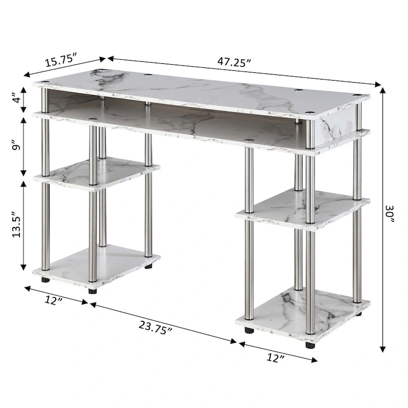 Convenience Concepts Designs2Go No Tools Student Desk with Shelves