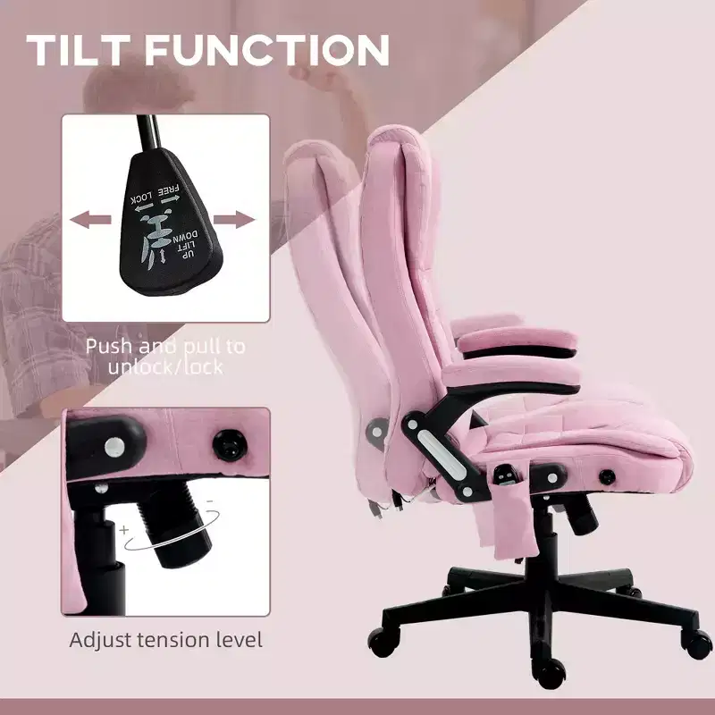 6 Point Vibrating Massage Office Chair with Heat, Linen High Back Massage Desk Chair with Reclining Backrest