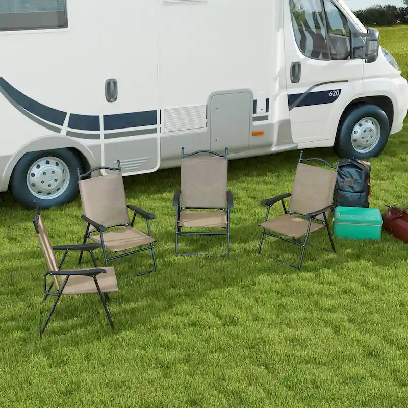 Outsunny Folding Patio Chairs, Set of 4 Sports Chairs for Adults, Camping Chairs