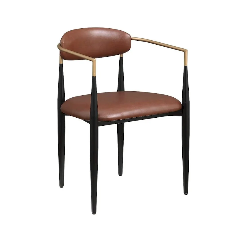 Boucle Upholstered Dining Chair with Metal Frame