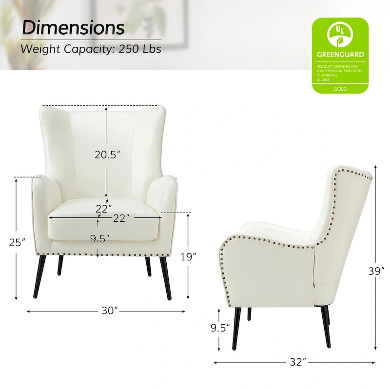 Invidiae Wooden Upholstered Armchair with Metal Legs