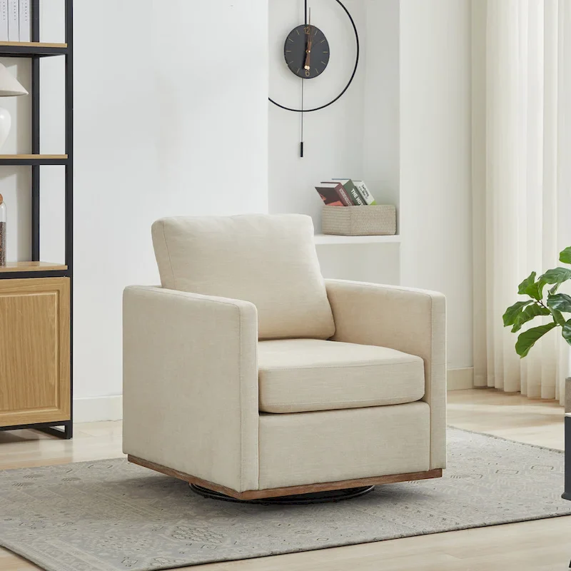 Square Upholstered Swivel Accent Chair