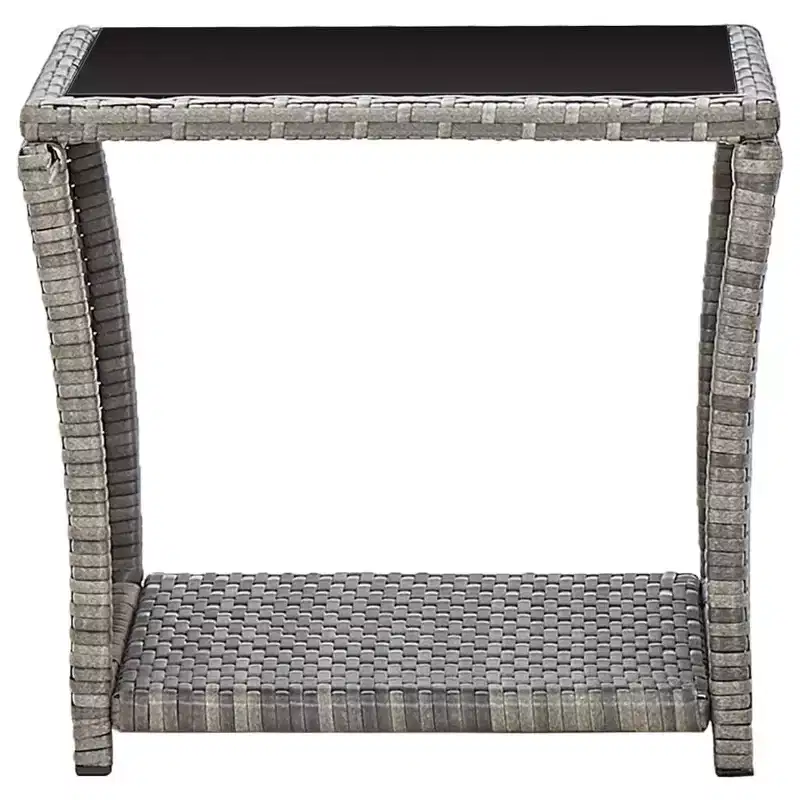 vidaXL Coffee Table Grey and Black Poly Rattan Compact Durable