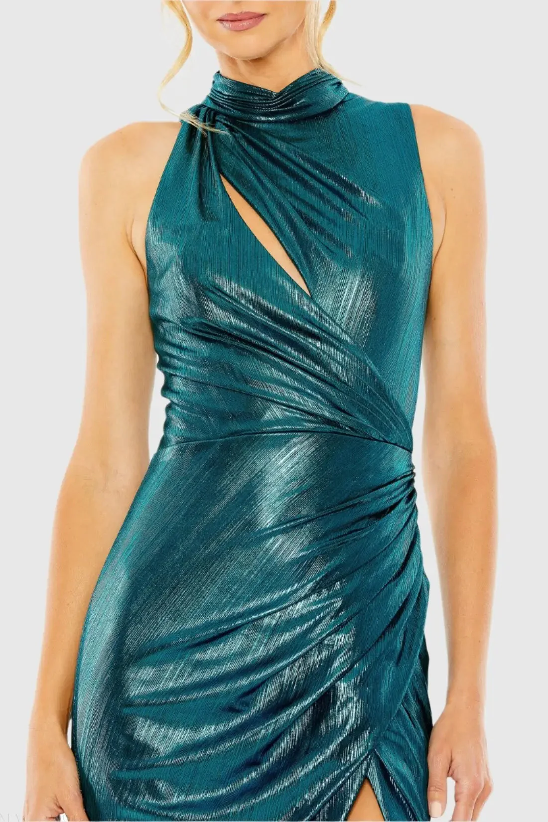 Teal High Neck Sleeveless Gown - FINAL SALE