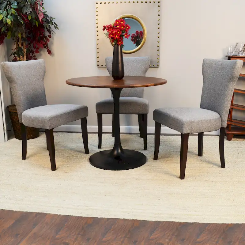 Elm, Black / Antique Gold Round Dining Table for 4 – Mango Wood Top