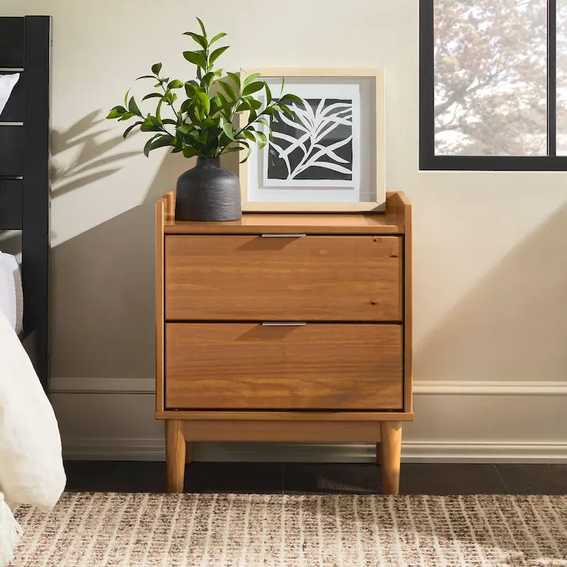 Middlebrook Designs Mid-Century 2-Drawer Solid Wood Nightstand