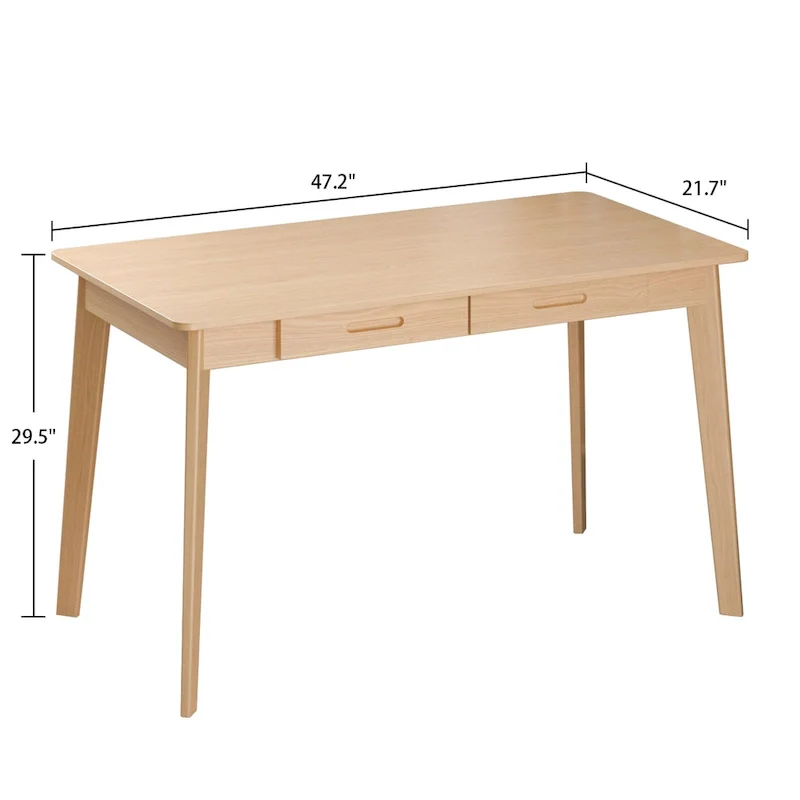 Writing Desk with 2 Drawers - Wood Legs - 47 Inch