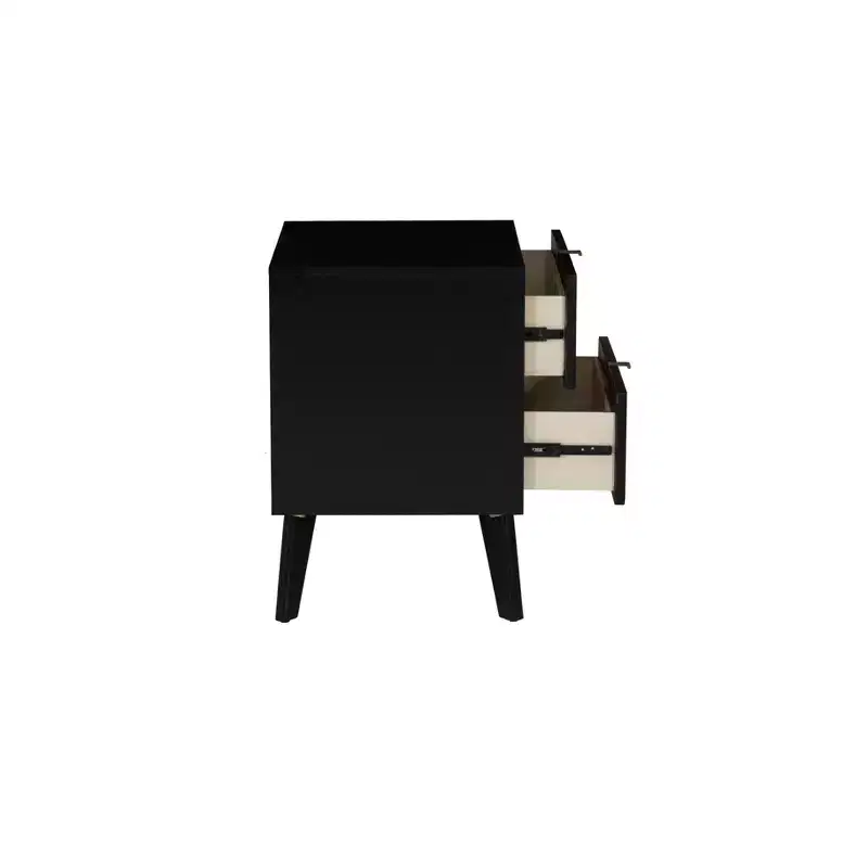 Powell Chancery Black and Cane Cane 2 Drawer Nightstand
