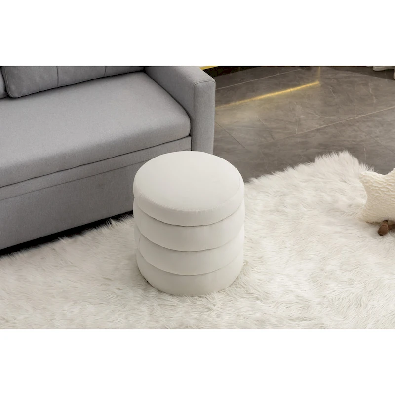 Soft Velvet Round Ottoman Footrest Stool