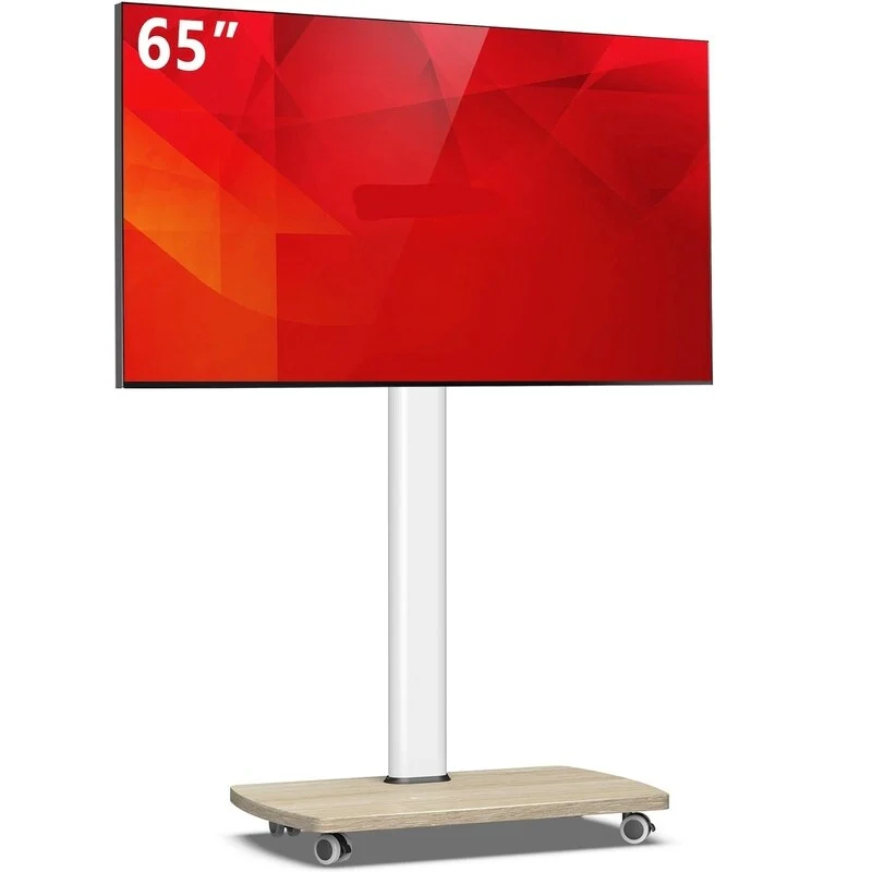 Black / Brown / White Rolling TV Stand with Height Adjustment & Swivel – Single