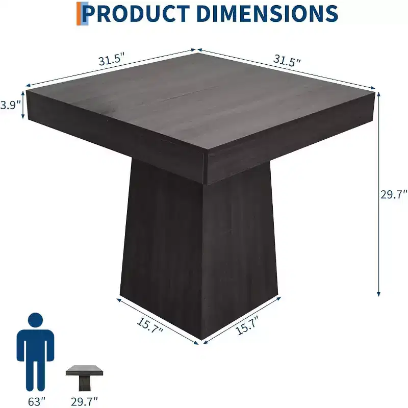 31.5-inch Square Four-person Dining Table, Modern Style, Wooden Base, Suitable for Dining Rooms, Living Rooms and Apartments