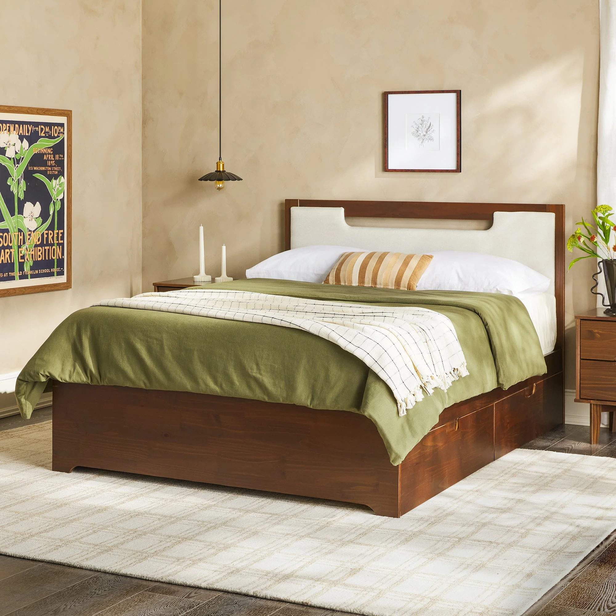 Sloane Mid-Century Modern Solid Wood Storage Bed