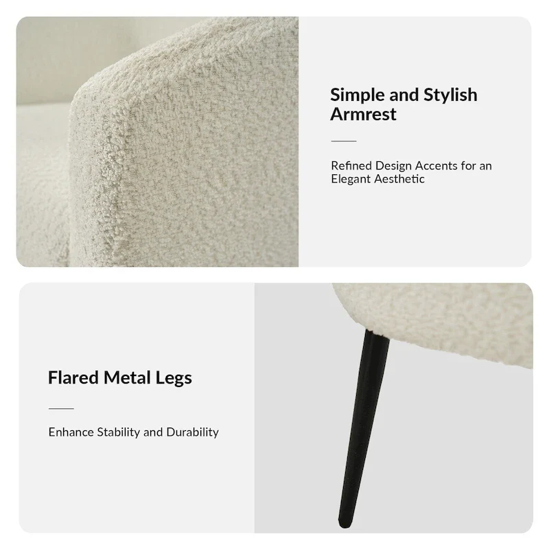 Hal Modern Boucle Armchair with Metal Legs by HULALA HOME